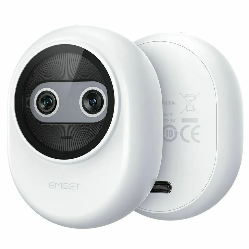 EMEET Piko (White) - Dual-lens Webcam with one 4K Image Collection Lens and one AI Assist Lens, Boosting color accuracy, face recognition, and ultra-fast focus. 3 MEMS Mics power 3 Voice Modes for Meeting or Streaming/recording with wider audio frequencie