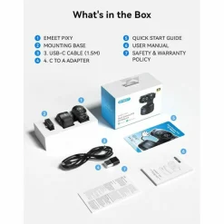 EMEET Pixy Dual-lens 4K PTZ Webcam with Gesture Control and Auto Tracking, Work with EMEET STUDIO