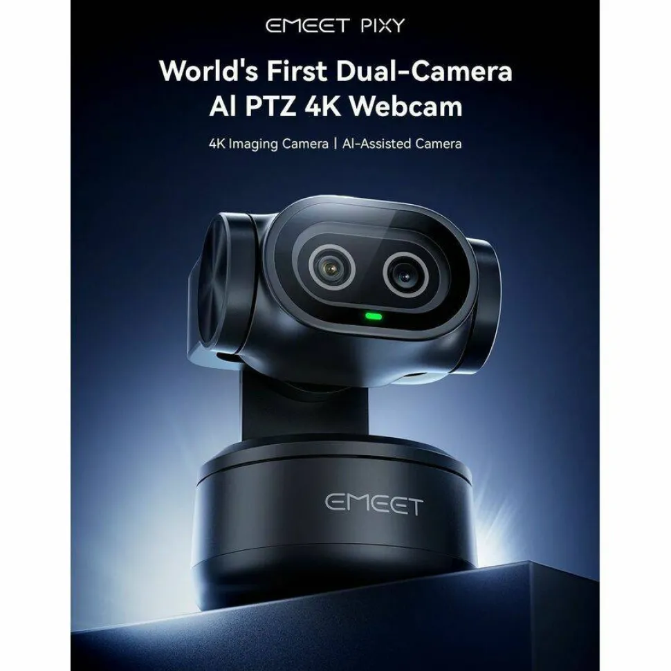 EMEET Pixy Dual-lens 4K PTZ Webcam with Gesture Control and Auto Tracking, Work with EMEET STUDIO