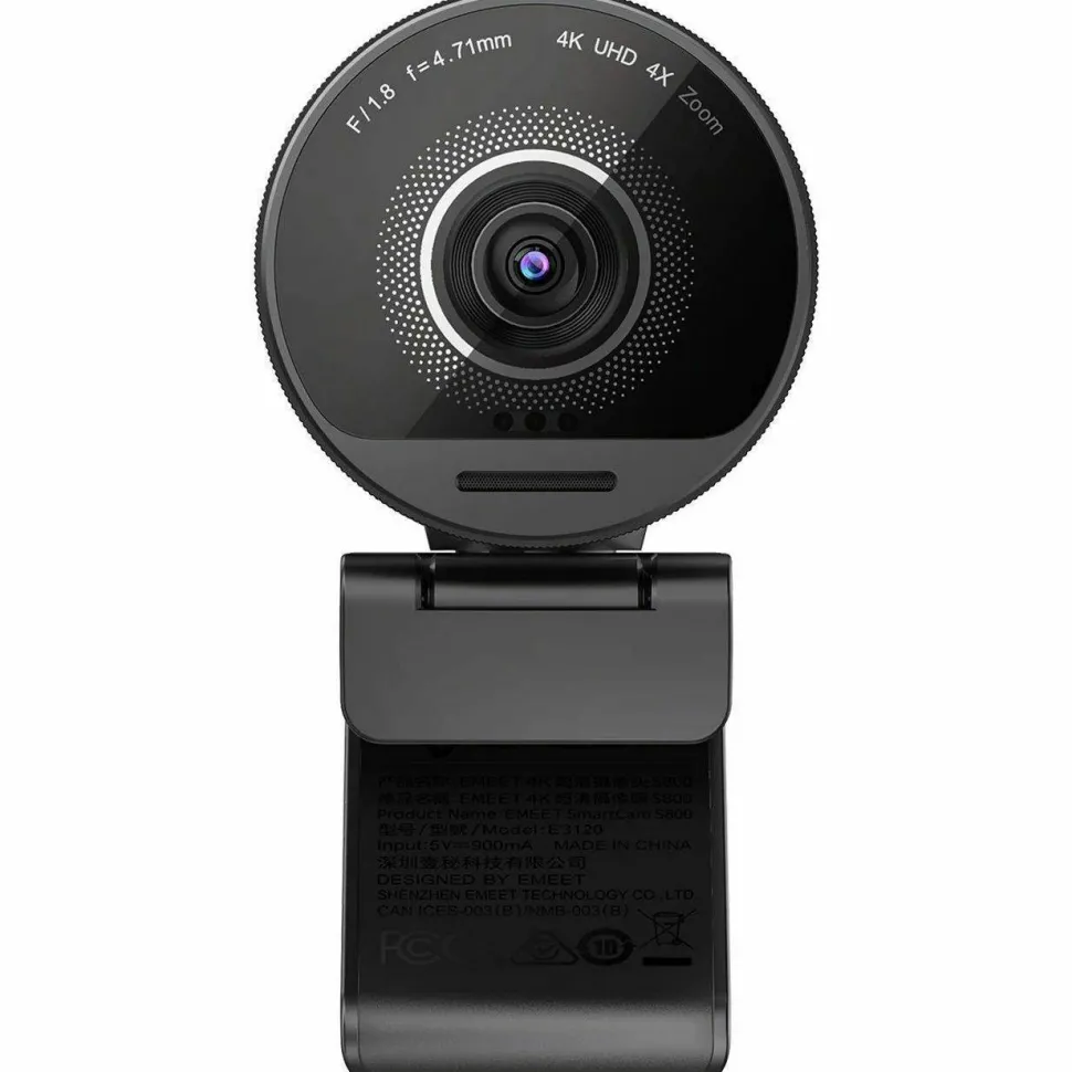 EMEET SmartCam S800 - 4K Webcam for Streaming, Sony 1/2'' Sensor, Supports HDR, PDAF & TOF Dual-autofocus, 1080P@60fps, 2 Noise-Cancelling Mics, 40°-73° FOV, Perfect for Live Streaming & Ultra Clear Meetings