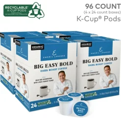 Emeril Big Easy Bold Coffee Keurig Single-Serve K-Cup Pods, Dark Roast, 24 Pods Per Pack, Case Of 4 Packs