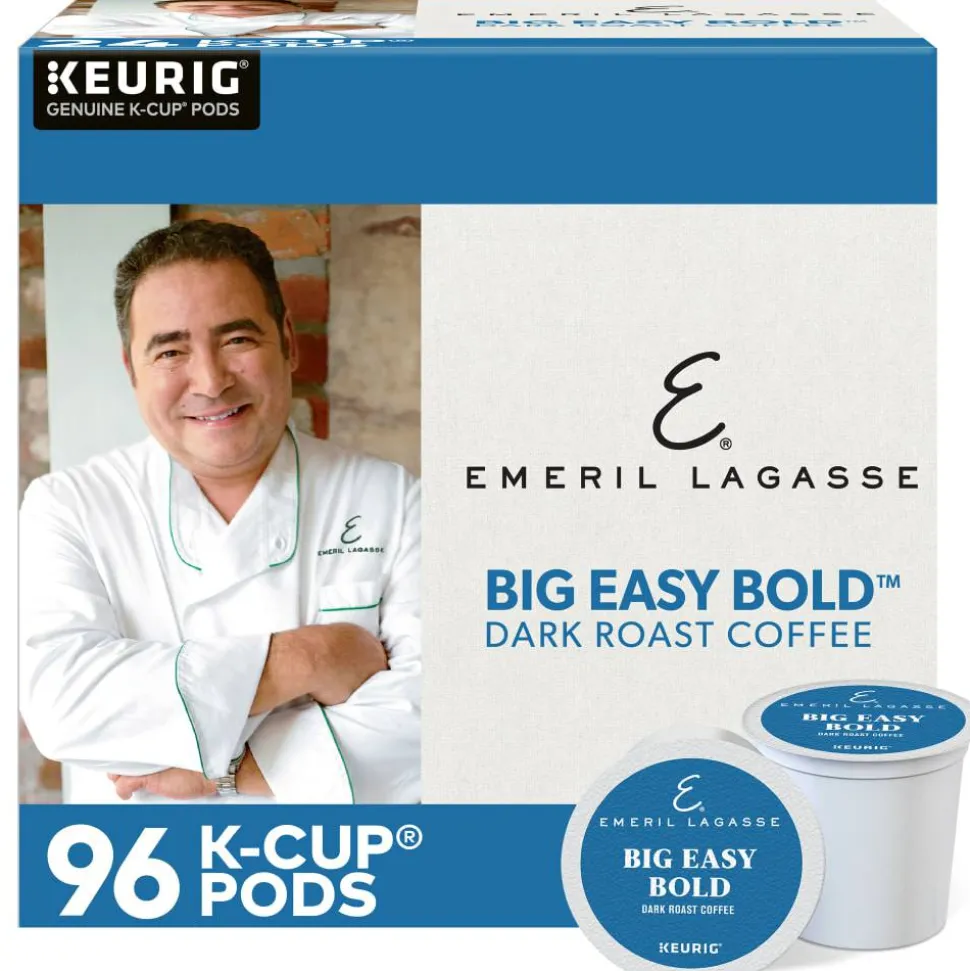 Emeril Big Easy Bold Coffee Keurig Single-Serve K-Cup Pods, Dark Roast, 24 Pods Per Pack, Case Of 4 Packs
