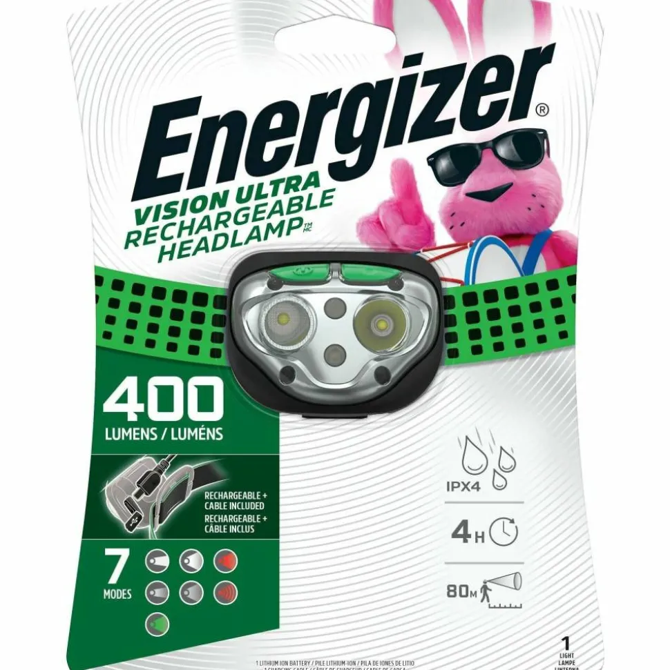 Energizer Vision Ultra HD Rechargeable Headlamp (Includes USB Charging Cable) - LED - 400 lm Lumen - Battery Rechargeable - ENHDFRLP