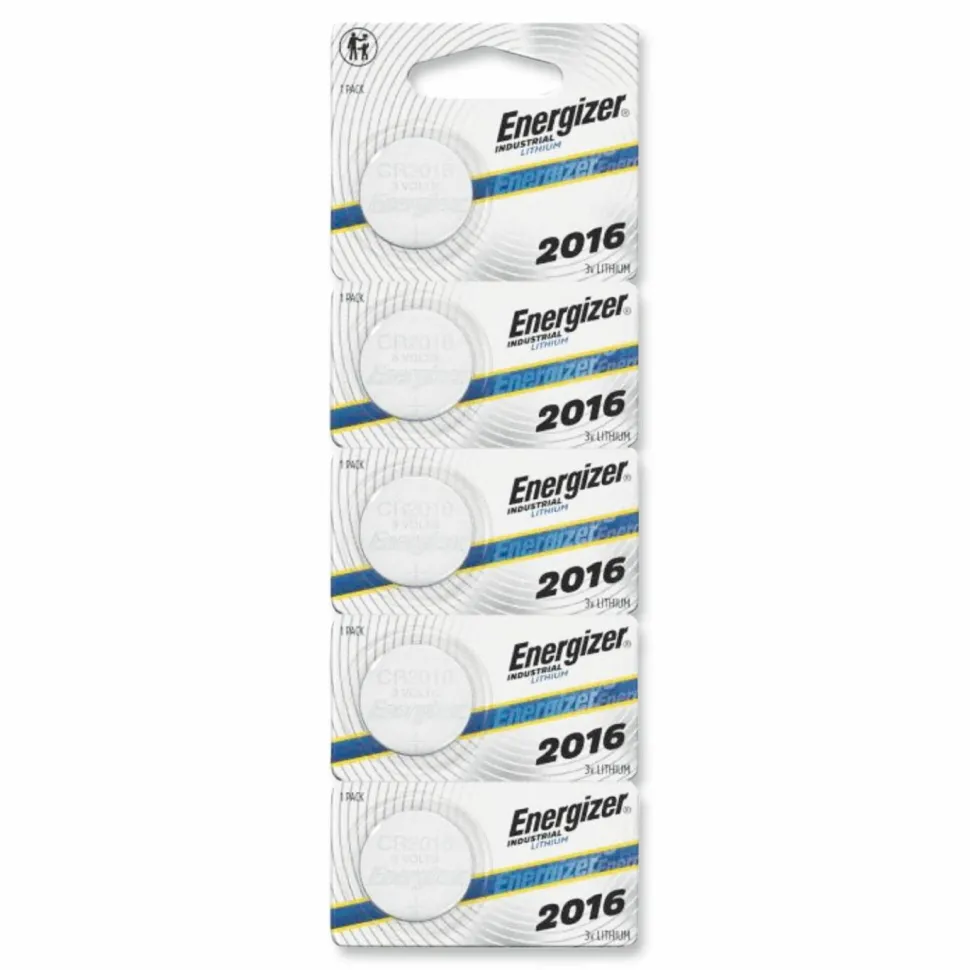 Energizer Industrial Lithium CR2016 Coin Battery with Tear-Strip Packaging, 3 V, 100/Box