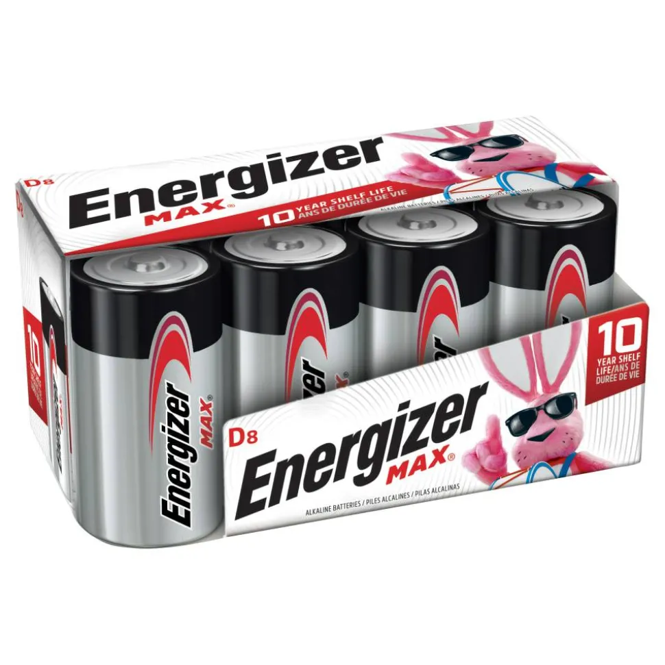 Energizer Max D Alkaline Batteries, Pack Of 8