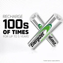 Energizer Rechargeable NiMH AA Batteries, Pack Of 4