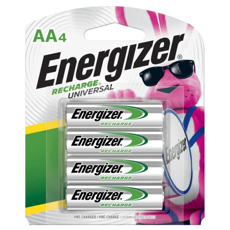 Energizer Rechargeable NiMH AA Batteries, Pack Of 4