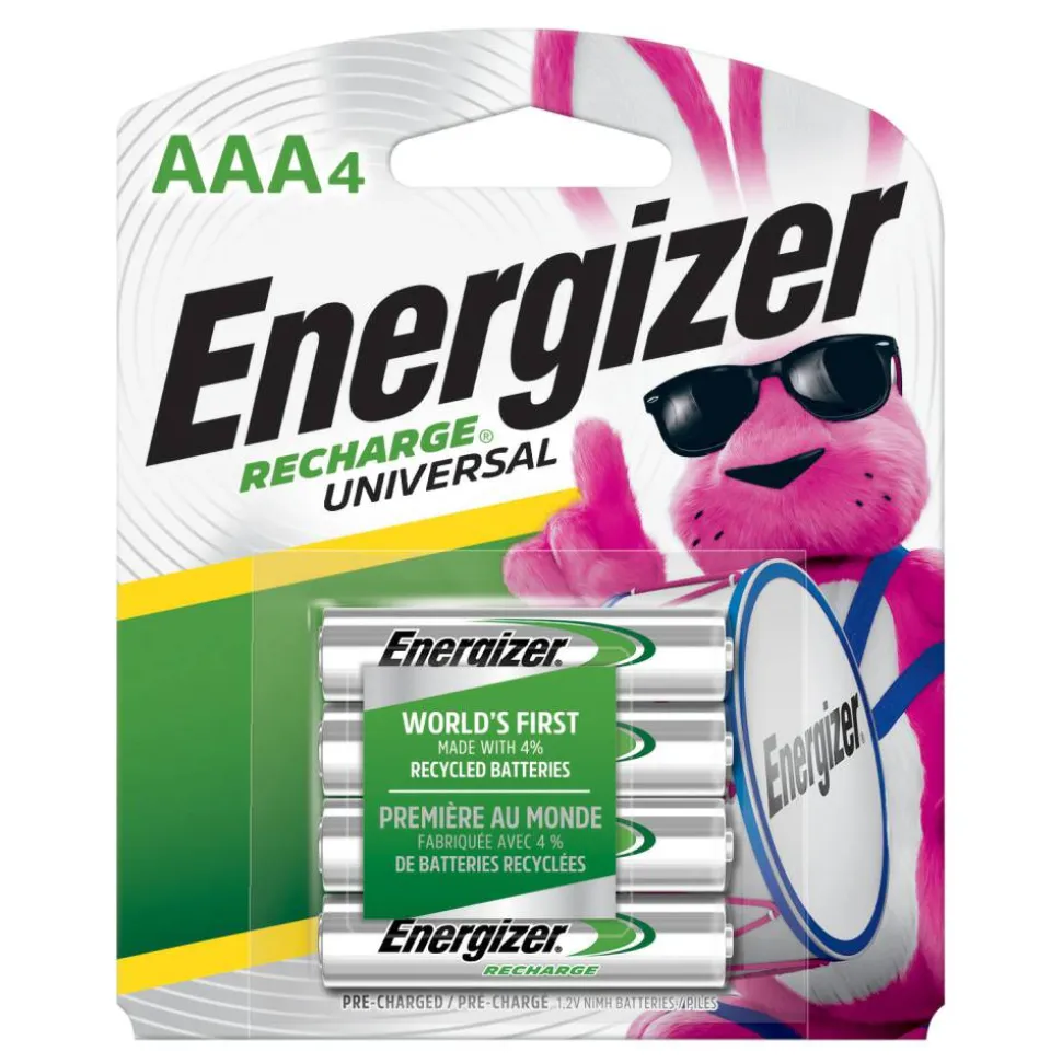 Energizer Rechargeable NiMH AAA Batteries, Pack Of 4