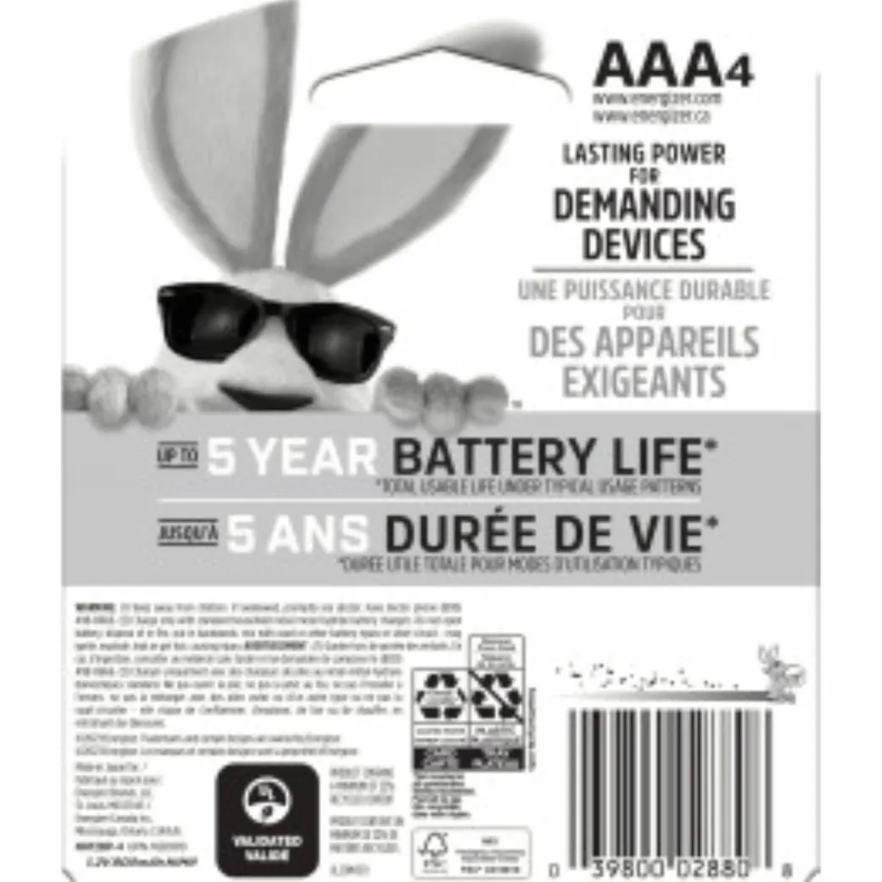 Energizer Rechargeable NiMH AAA Batteries, Pack Of 4