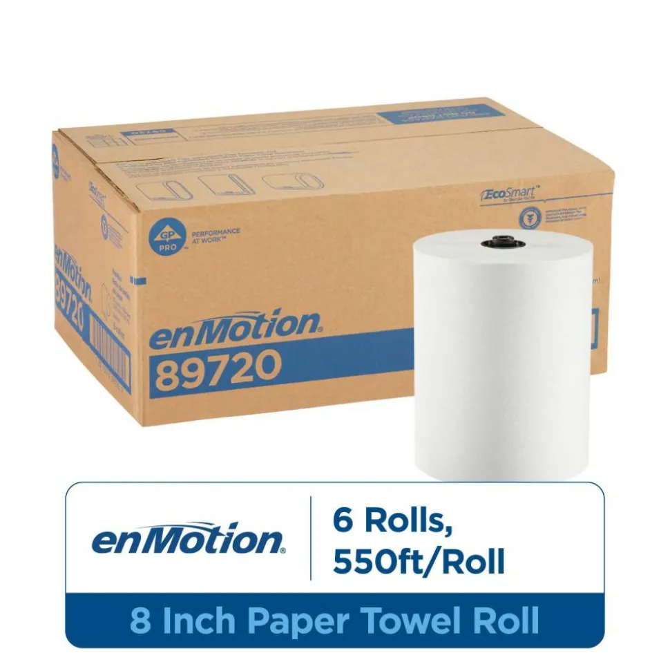 enMotion Flex Paper Towel Rolls, 1-Ply, White, 8.2" x 550' Rolls, 6 Rolls per Case