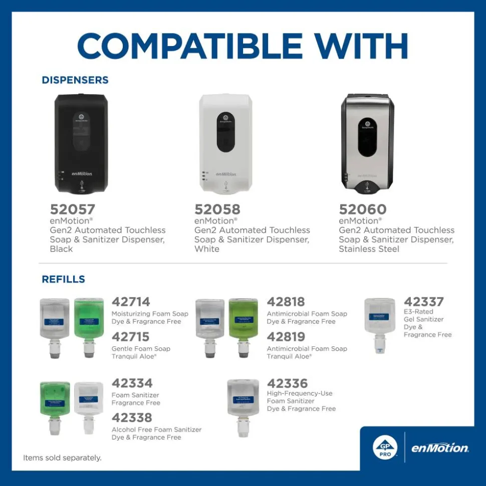 enMotion Gen2 Moisturizing Foam Hand Sanitizer Refills for Automated Dispensers, E-3 Rated, 1000 mL (33.81 Oz), 2 Bottles Per Case