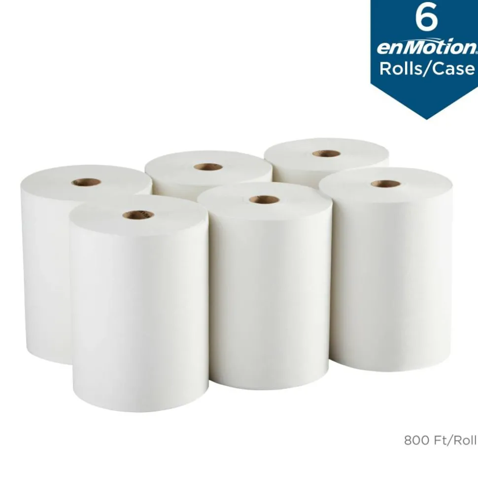 enMotion 10" Paper Towel Rolls, 1-Ply, 10"x 800', 40% Recycled Fiber, White, 800 ft Per Roll, 6 Rolls Per Case