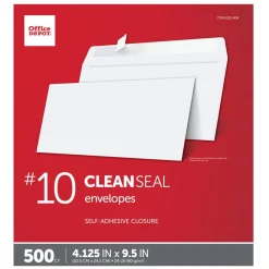 Envelopes, 4-1/8" x 9-1/2", Clean Seal, White, Box Of 500