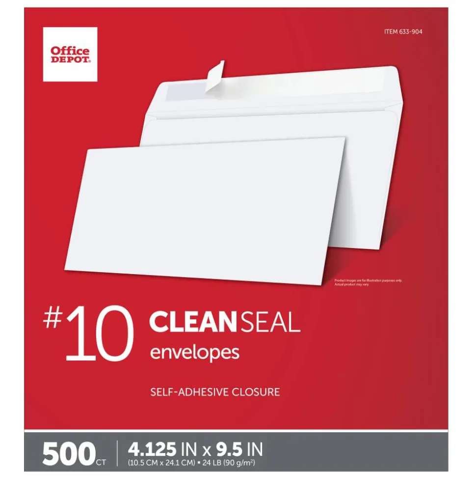 Envelopes, 4-1/8" x 9-1/2", Clean Seal, White, Box Of 500