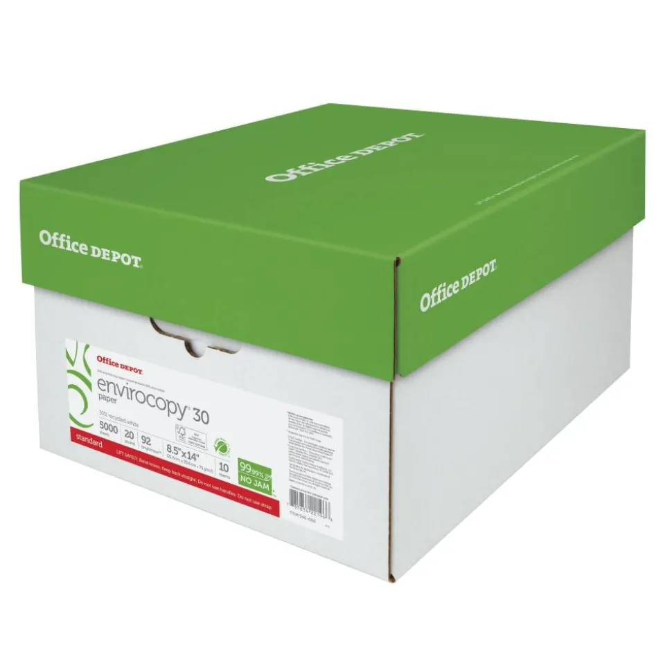 EnviroCopy Copy Paper, White, Legal (8.5" x 14"), 5000 Sheets Per Case, 20 Lb, 30% Recycled, FSC Certified