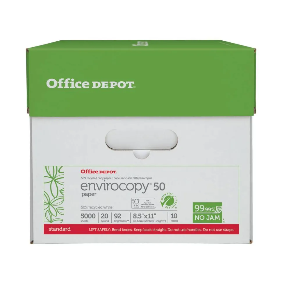 EnviroCopy Copy Paper, White, Letter (8.5" x 11"), 5000 Sheets Per Case, 20 Lb, 50% Recycled, FSC Certified
