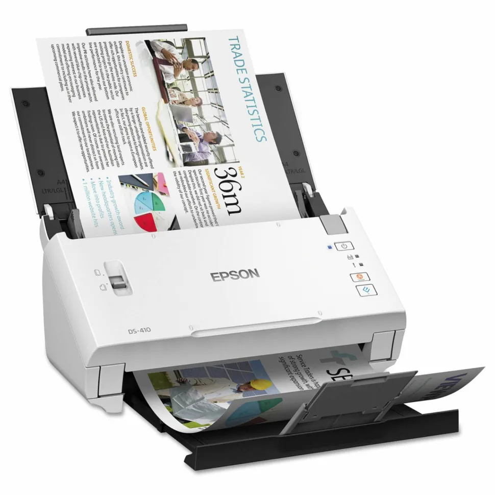 Epson DS410 Document Scanner, 600 dpi Optical Resolution, 50-Sheet Duplex Auto Document Feeder