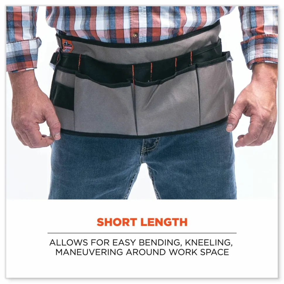 ergodyne Arsenal 5707 Canvas Waist Apron, 14 Compartments, 25.5 x 34, Canvas, Gray