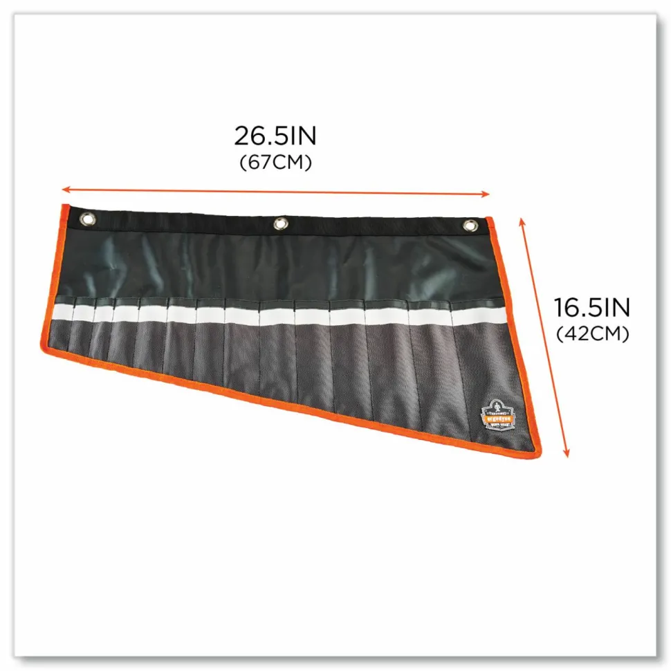 ergodyne Arsenal 5873 Polyester Wrench Roll Up, 14 Compartments, 26.5 x 16.5, Polyester, Black