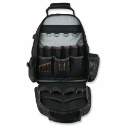 ergodyne Arsenal 5843 Tool Backpack Dual Compartment, 26 Compartments, 8.5 x 13.5 x 18, Ballistic Polyester, Black/Gray