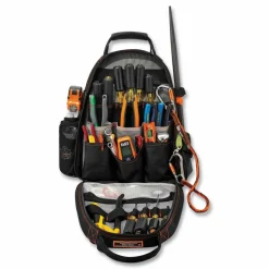 ergodyne Arsenal 5843 Tool Backpack Dual Compartment, 26 Compartments, 8.5 x 13.5 x 18, Ballistic Polyester, Black/Gray