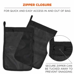 ergodyne Arsenal 5718 Zippered Mesh Wash Bag, 8 x 10, Polyester, Black, 10/Pack