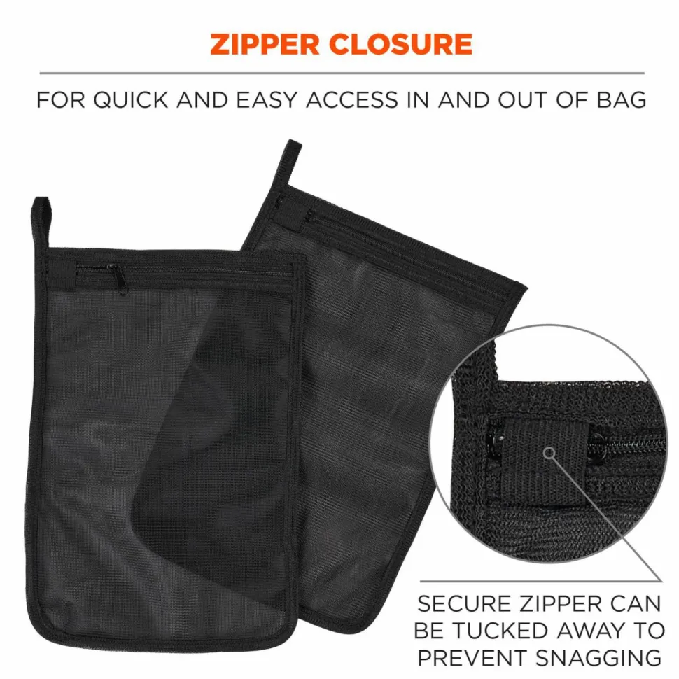 ergodyne Arsenal 5718 Zippered Mesh Wash Bag, 8 x 10, Polyester, Black, 10/Pack