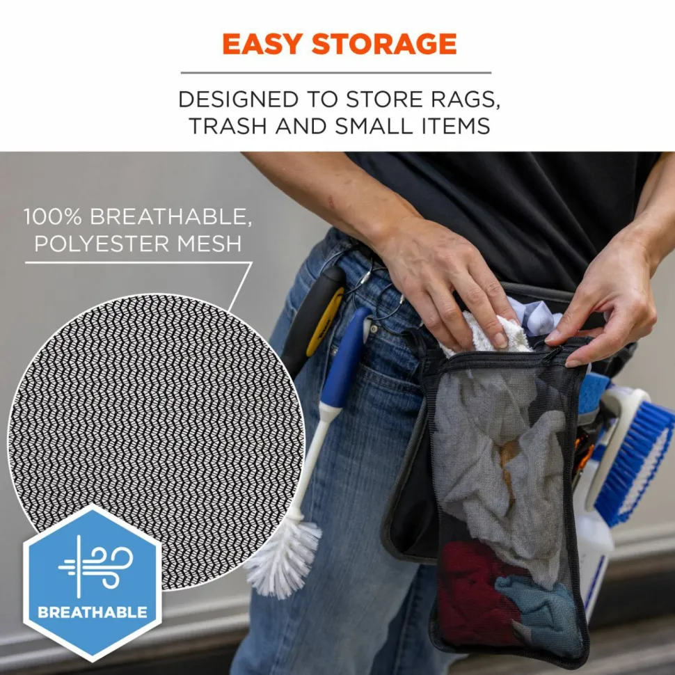 ergodyne Arsenal 5718 Zippered Mesh Wash Bag, 8 x 10, Polyester, Black, 10/Pack