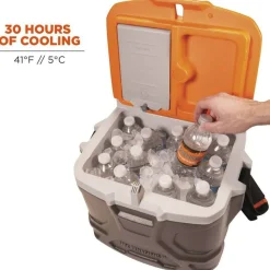 ergodyne Chill-Its 5170 17-Quart Industrial Hard Sided Cooler, Orange/Gray