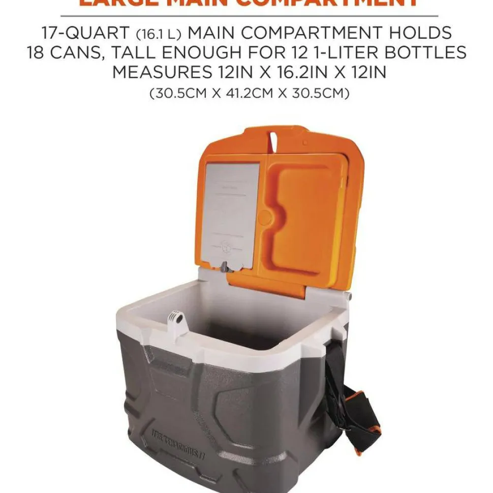 ergodyne Chill-Its 5170 17-Quart Industrial Hard Sided Cooler, Orange/Gray