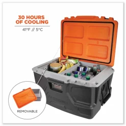 ergodyne Chill-Its 5171 48-Quart Industrial Hard Sided Cooler, Orange/Gray, 20/Pallet