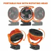 ergodyne Chill-Its 6090 Rechargeable Portable Jobsite Fan, 9.5", 2 Speeds, Orange/Black