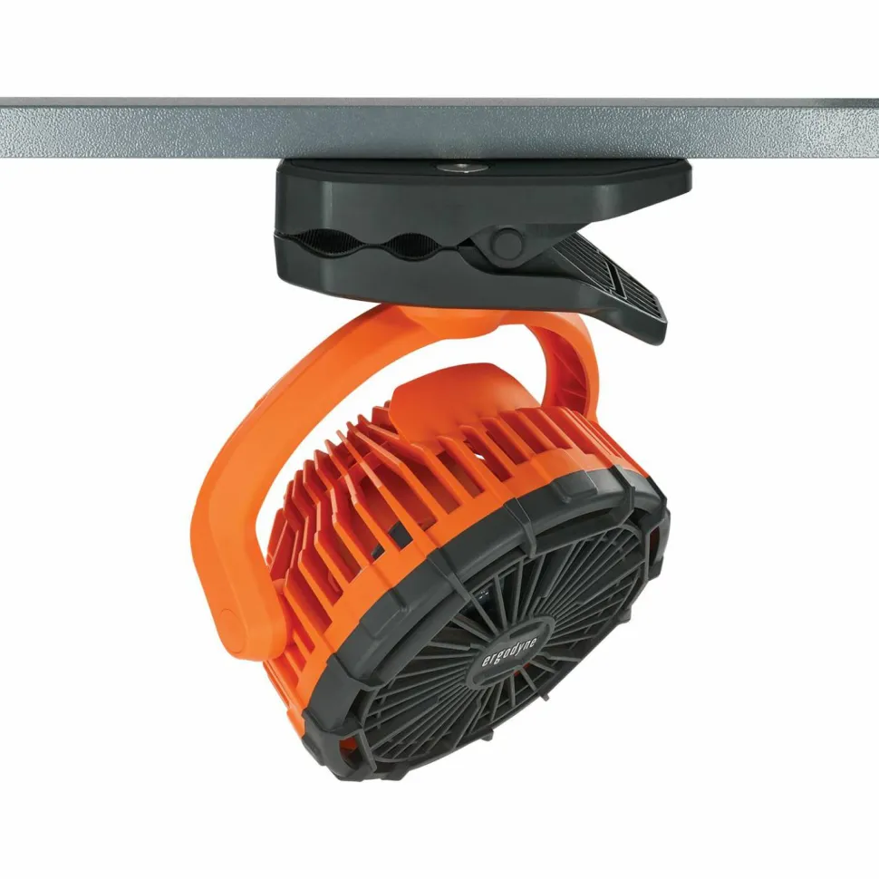 ergodyne Chill-Its 6090 Rechargeable Portable Jobsite Fan, 9.5", 2 Speeds, Orange/Black