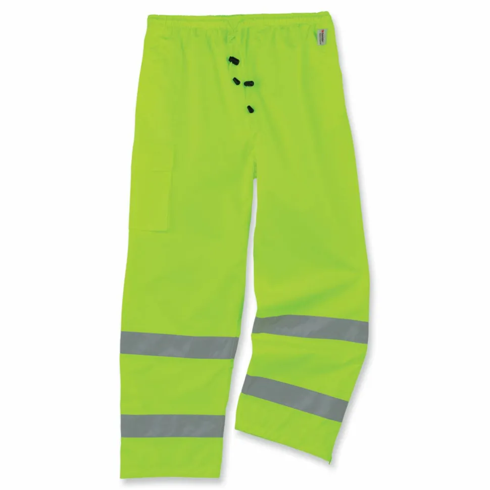 ergodyne GloWear 8915 Class E Hi-Vis Rain Pants, Small, Lime
