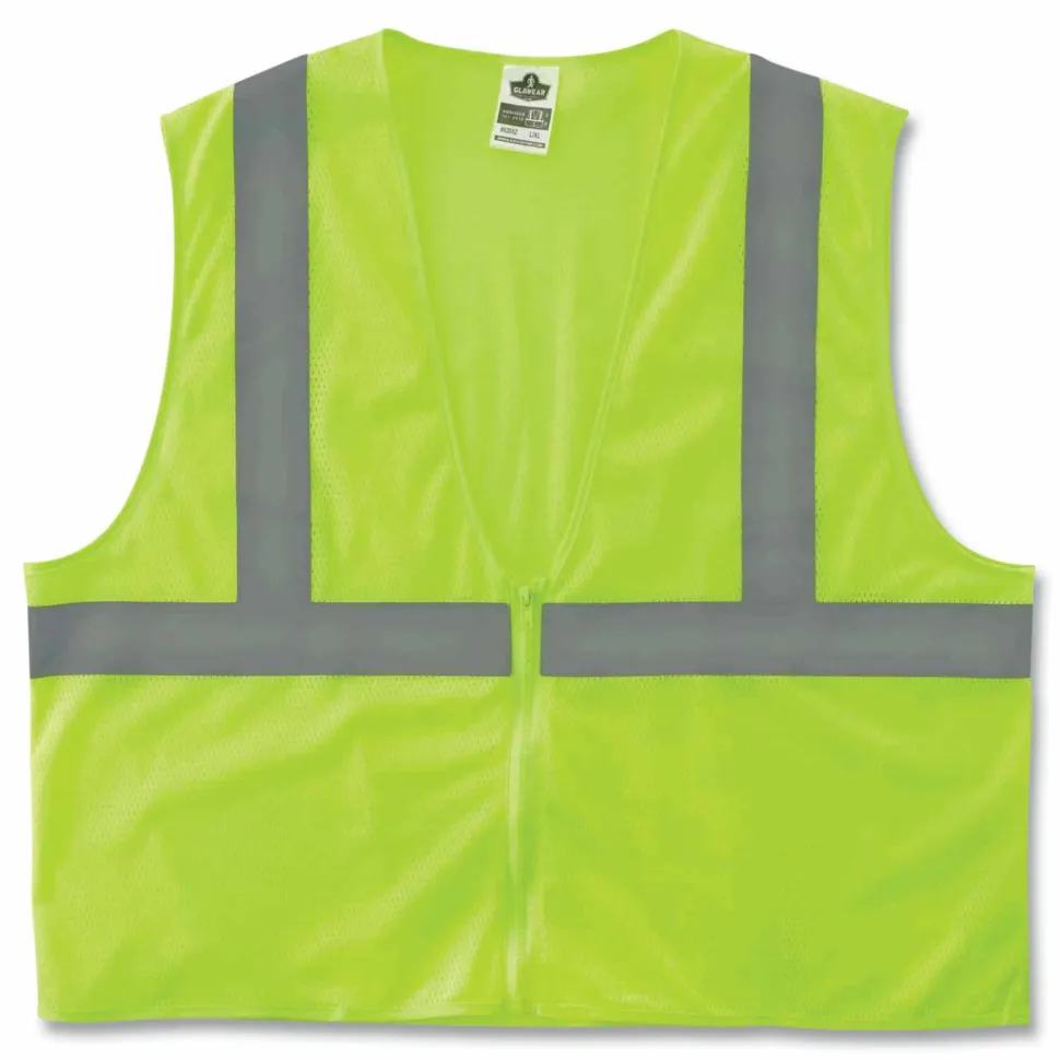 ergodyne GloWear 8205Z Class 2 Super Economy Mesh Vest, Polyester, Lime, Large/X-Large