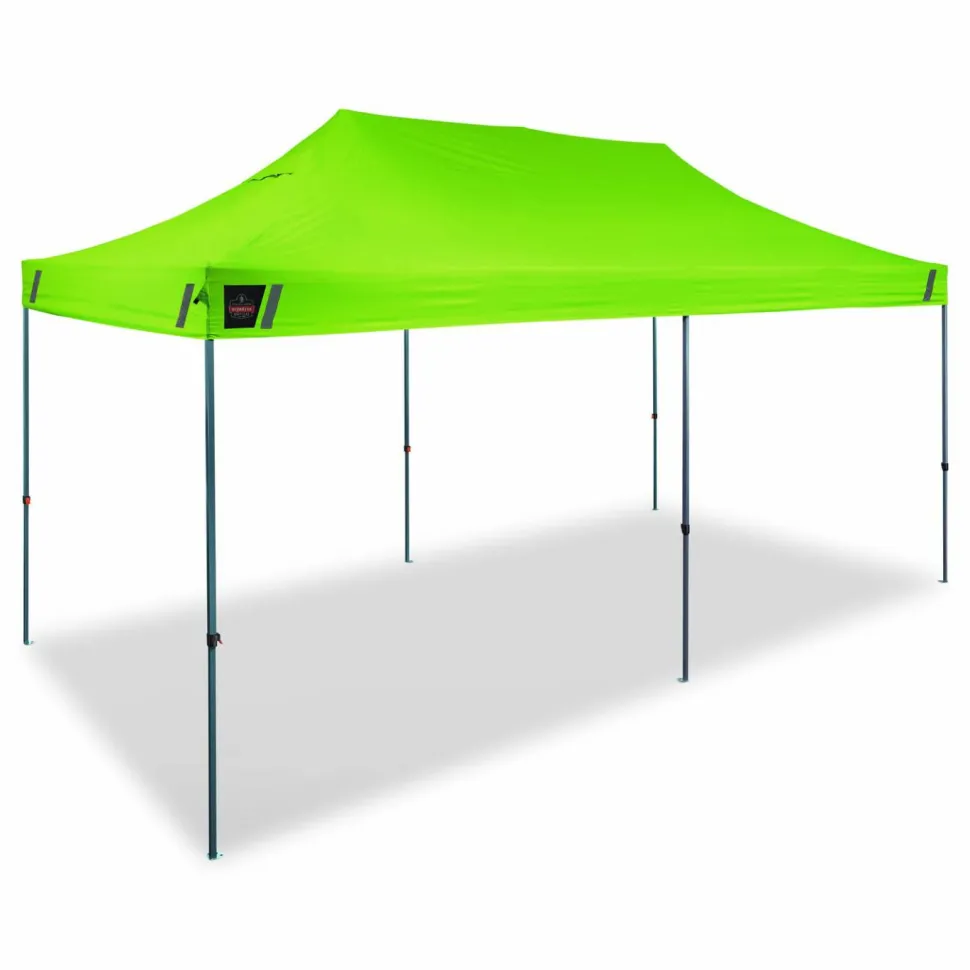 ergodyne SHAX 6004 Heavy-Duty Pop-Up Tent, 10 ft x 20 ft x 10 ft, Polyester/Steel, Lime