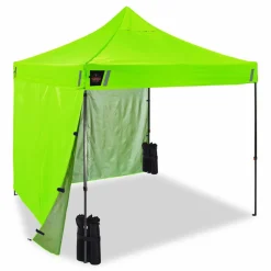 ergodyne SHAX 6055 Heavy-Duty Pop-Up Tent Kit - Solid Sidewalls, Single Skin,10 ft x 10 ft, Polyester/Steel, Lime