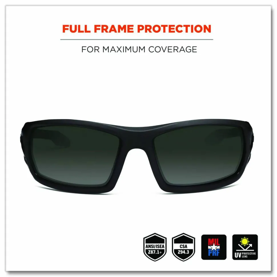 Ergodyne Skullerz Safety Glasses, Odin, Matte Black Frame Smoke Lens