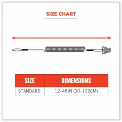 ergodyne Squids 3158 Coiled Lanyard with Clamp, 2 lb Max Working Capacity, 12