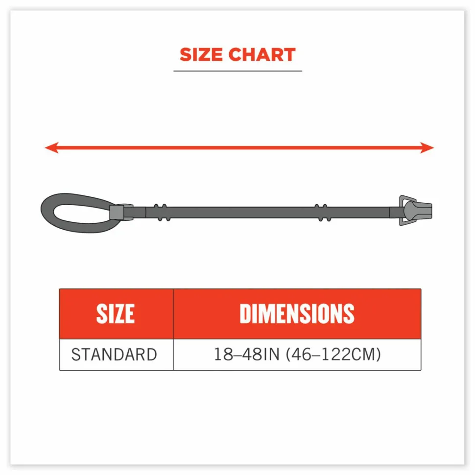 ergodyne Squids 3155 Elastic Lanyard with Clamp, 2 lb Max Working Capacity, 18" to 48" Long, Lime