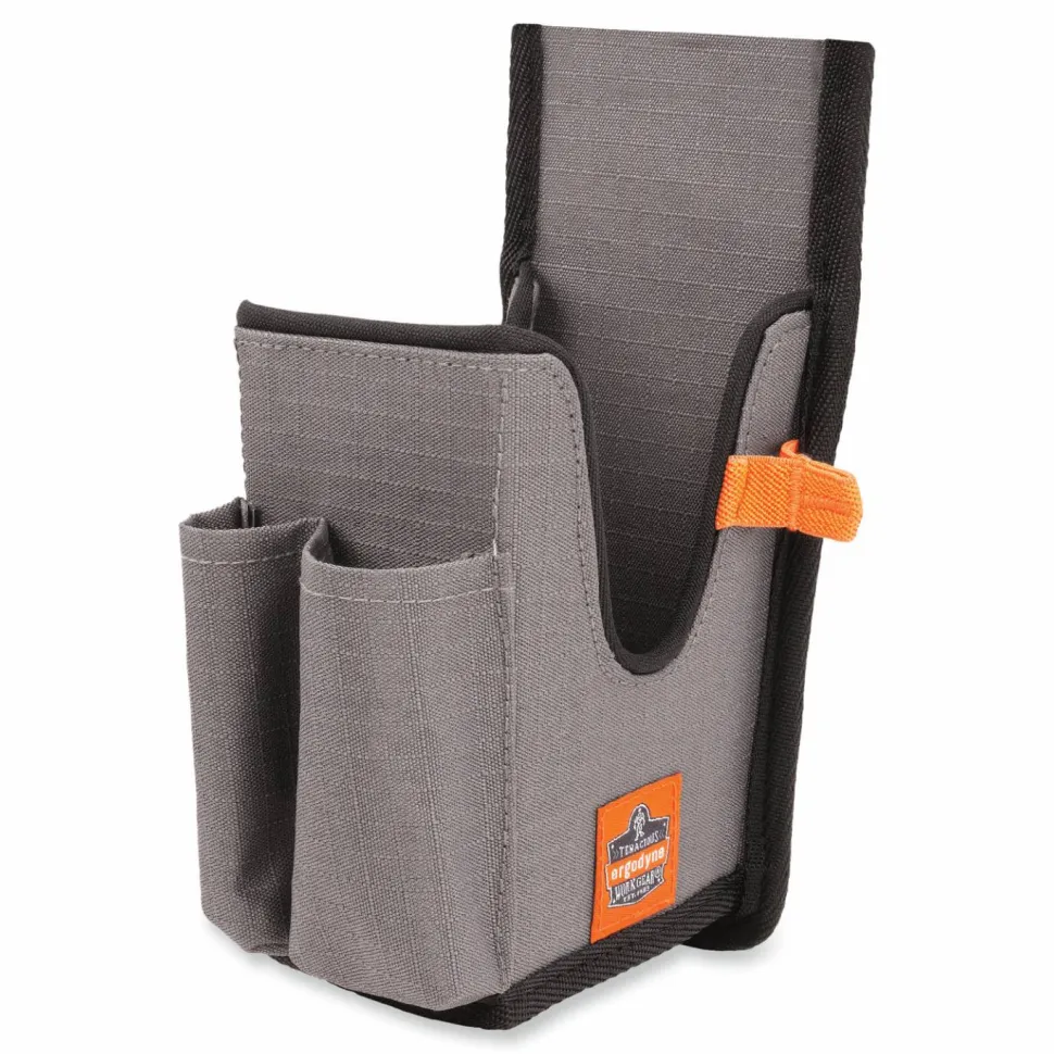ergodyne Squids 5540 Handheld Barcode Scanner Holster with Belt Loop, Large, 2.75x3.5x8, Polyester, Gray