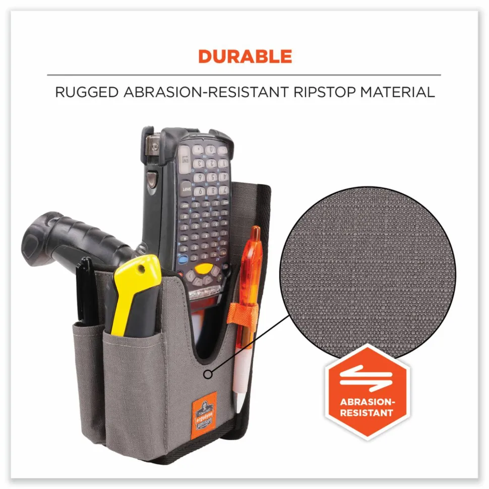 ergodyne Squids 5540 Handheld Barcode Scanner Holster with Belt Loop, Large, 2.75x3.5x8, Polyester, Gray