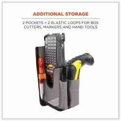 ergodyne Squids 5540 Handheld Barcode Scanner Holster with Belt Loop, Large, 2.75x3.5x8, Polyester, Gray