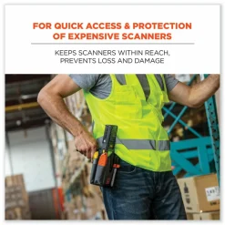 ergodyne Squids 5540 Handheld Barcode Scanner Holster with Belt Loop, Large, 2.75x3.5x8, Polyester, Gray