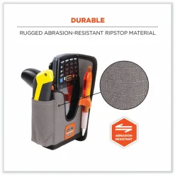 ergodyne Squids 5541 Handheld Barcode Scanner Holster with Belt Clip, 2 Compartments, 2.75 x 3.5 x 7.3, Polyester,Gray