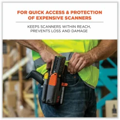 ergodyne Squids 5541 Handheld Barcode Scanner Holster with Belt Clip, 2 Compartments, 2.75 x 3.5 x 7.3, Polyester,Gray
