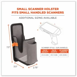 ergodyne Squids 5541 Handheld Barcode Scanner Holster with Belt Clip, 2 Compartments, 2.75 x 3.5 x 7.3, Polyester,Gray