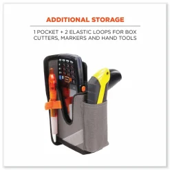 ergodyne Squids 5541 Handheld Barcode Scanner Holster with Belt Clip, 2 Compartments, 2.75 x 3.5 x 7.3, Polyester,Gray