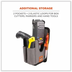 ergodyne Squids 5541 Handheld Barcode Scanner Holster with Belt Clip, Large, 2 Compartments, 2.75 x 3.5 x 8, Polyester,Gray
