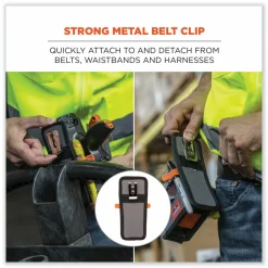 ergodyne Squids 5541 Handheld Barcode Scanner Holster with Belt Clip, Large, 2 Compartments, 2.75 x 3.5 x 8, Polyester,Gray
